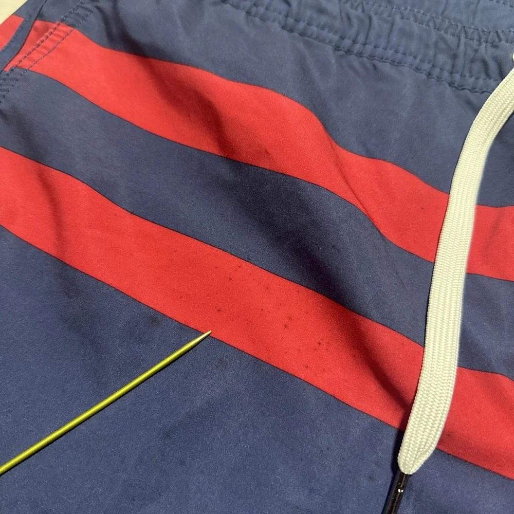 Fair Harbor The One Shorts Men's XL Red Blue Lined Drawstring Swim Trunks MARKS